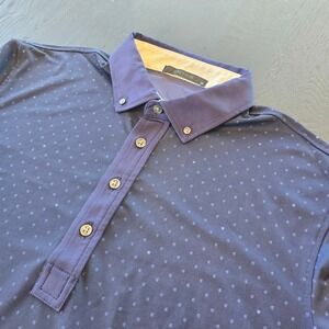 Greyson Clothiers Mens Navy Blue Micro Wolf Logo Performance Golf Polo Shirt M